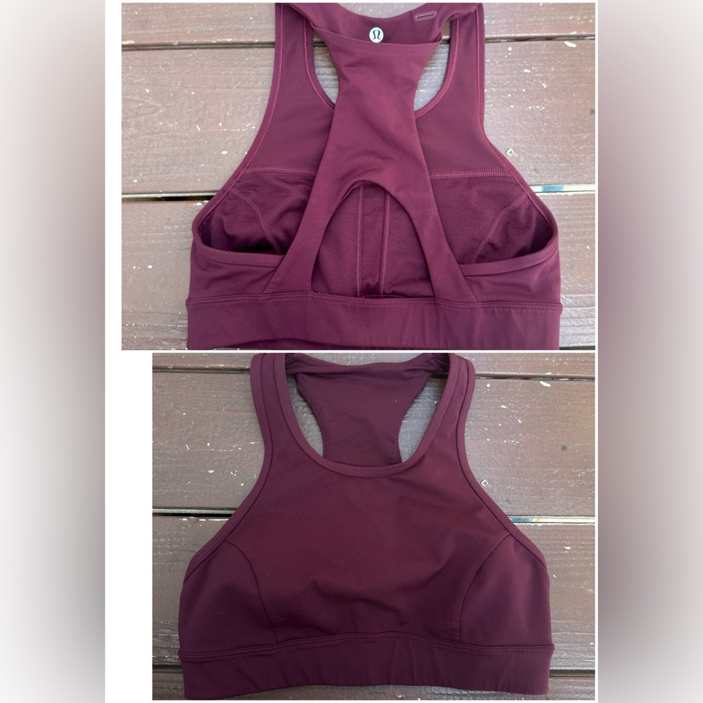 Lululemon Pace Bra with phone pocket  wine color (Cassis) Size 6